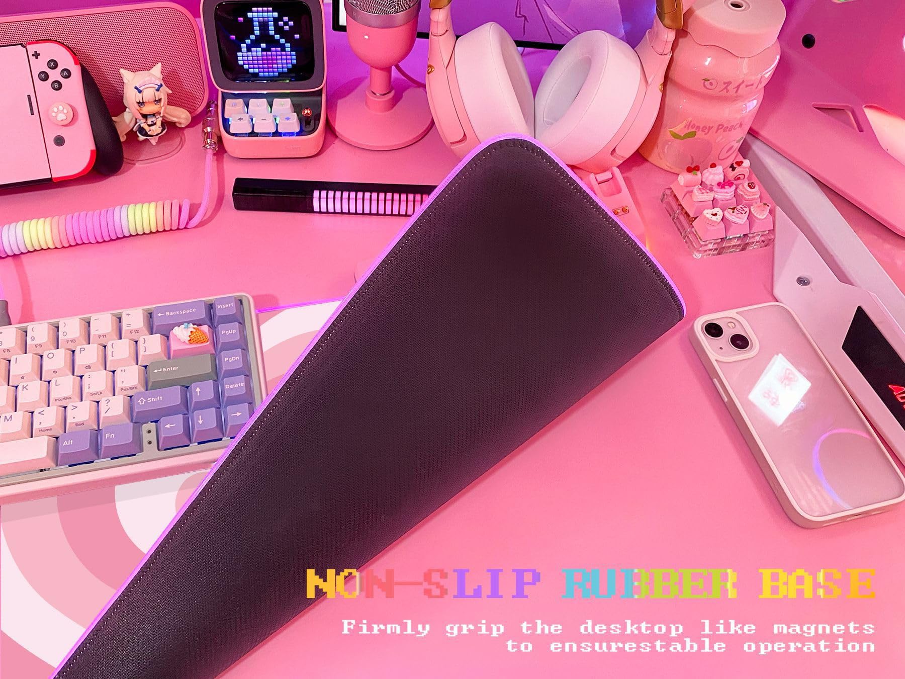 Amazon.co.jp：JMIYAV ピンク ラブハート RGB ゲーミングマウスパッド
