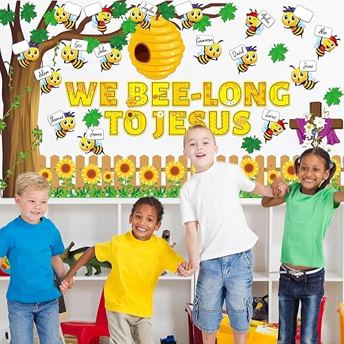 Vista 118 de Juego de decoración de invierno "Snow in Love with Jesus" (La nieve está enamorada de Jesús), con fondo, recortes y bordes de nieve para aula