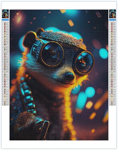 Miniatura 10 de Kits de pintura de diamantes 5D para taladro completo, rana de mesa, pintura para principiantes con puntos redondos de diamantes, manualidades de