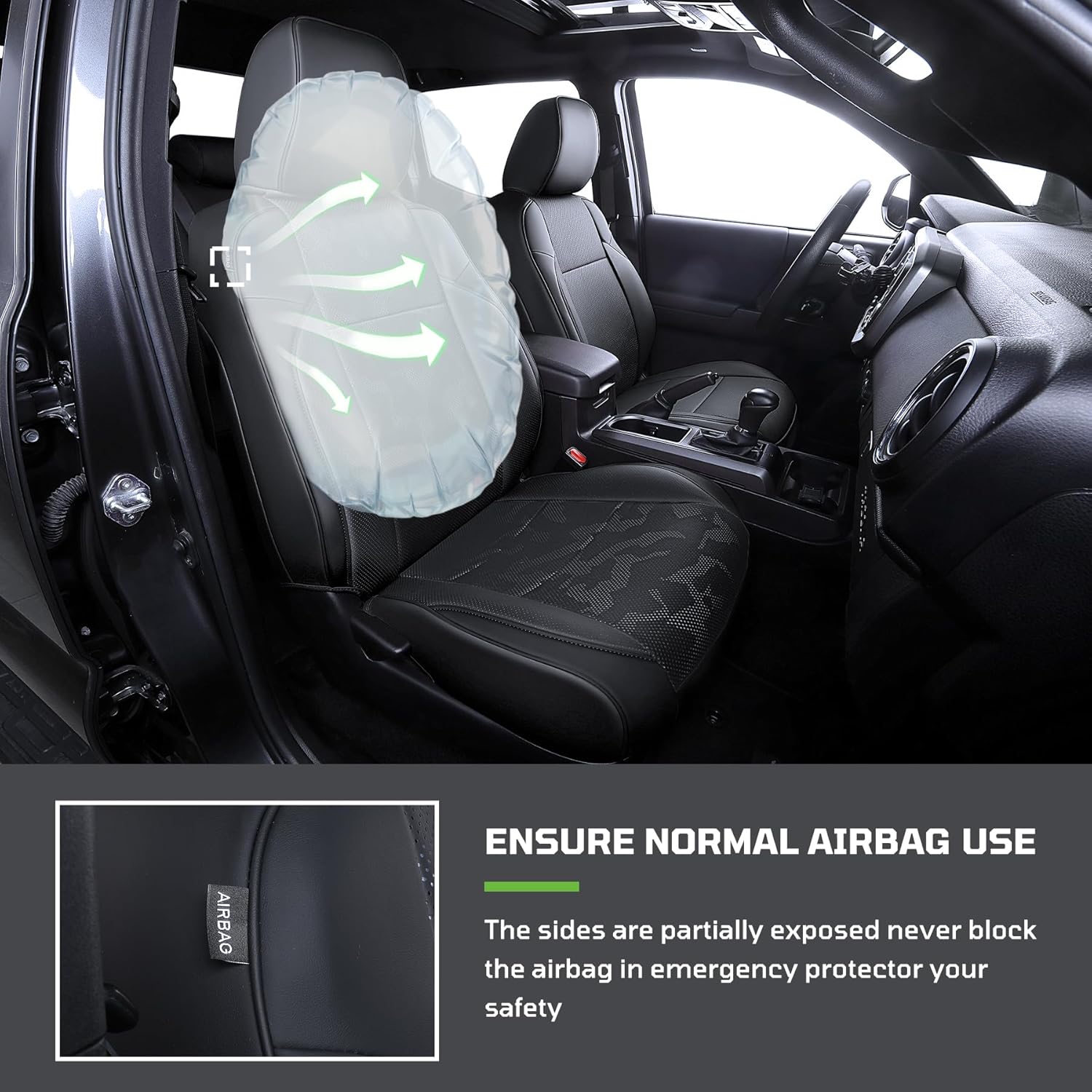 Car Seat Covers Fit for Toyota Tacoma 2016-2023,Full Coverage Faux Leather Car Seat Covers Full Set,Custom Waterproof Breathable Car Seat Protector Front Seat and Back Seat Covers for Cars(Black)