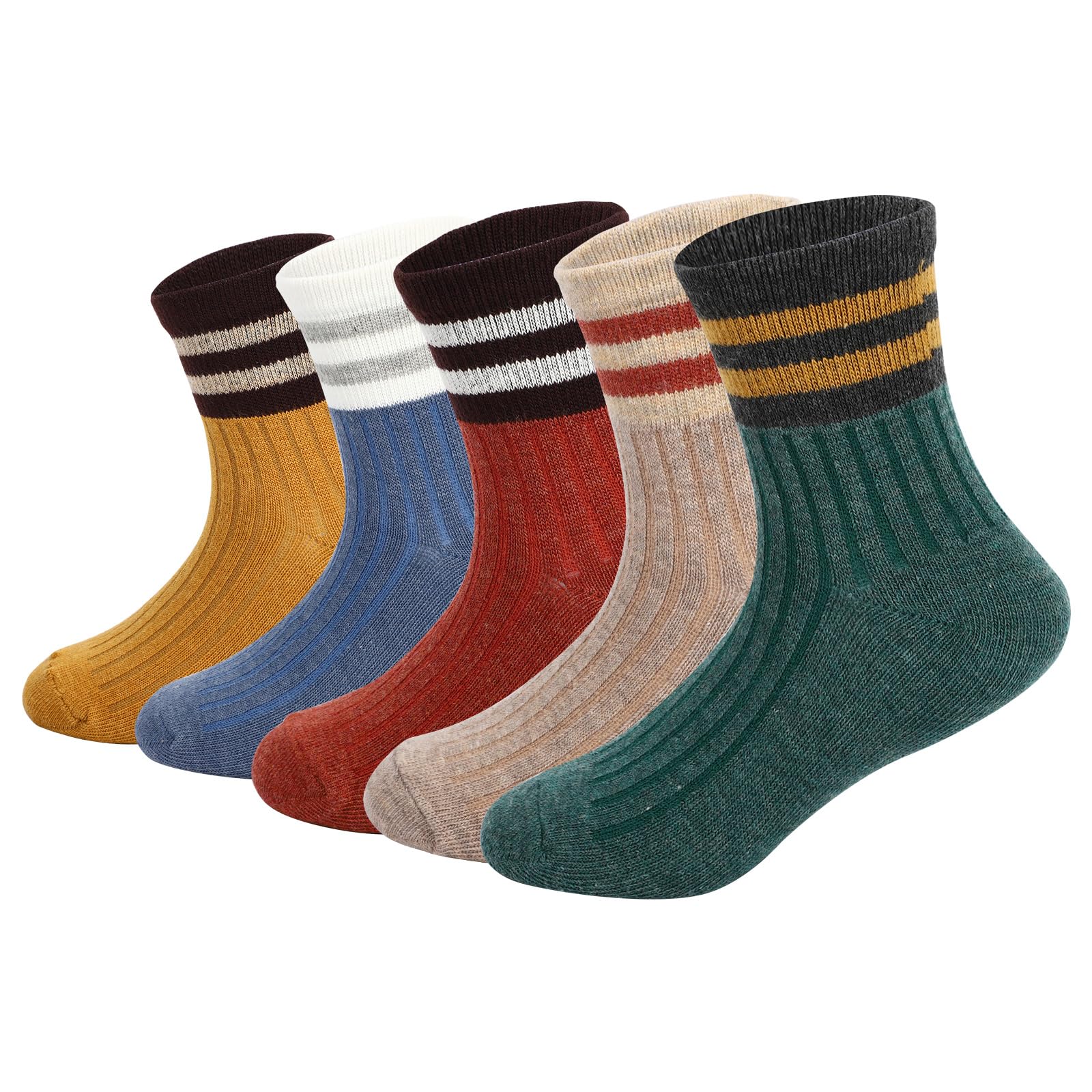Mayoii 5 Pares de Calcetines Niño, Unisex Calcetines Niños de Algodón Suave, Calcetines Bebe para Niños y Niñas
