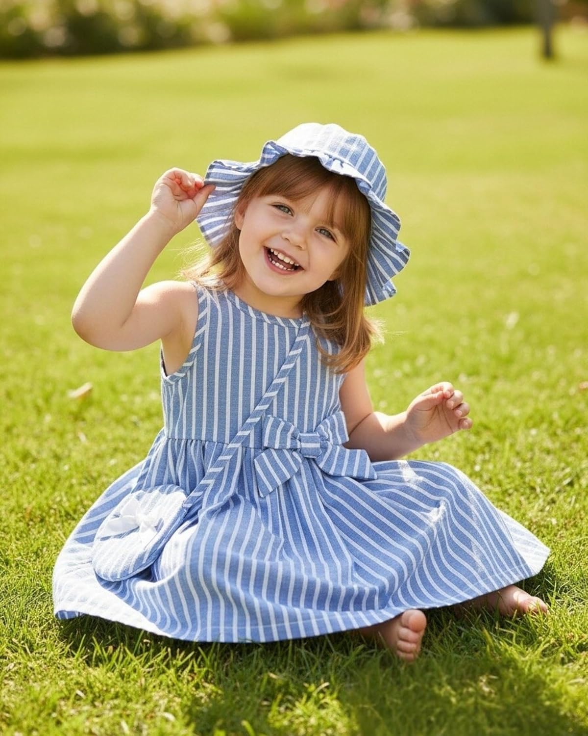 Toddler Girl Summer Dress Infant Baby Girl Casual Clothes Sleeveless Cute Bow Fashion Print Beach Sundress with Hat - Image 3