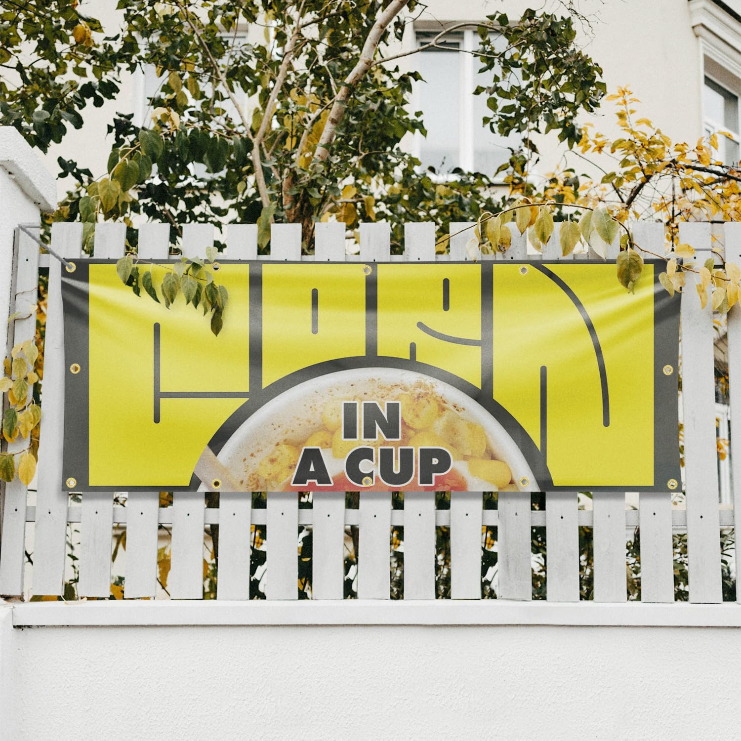 Corn In A Cup Banner Sign 48 Inch x 96 Inch | 13 oz Vinyl with Metal Grommets | Heavy-Duty Single-Sided Outdoor Durable Printed High-Quality Weatherproof | Made in the USA