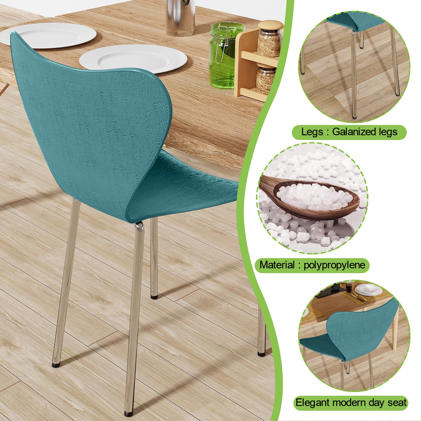 esszimmerstühle 4er set Stapelbare stuhl für esszimmer Zuhause Pfauenblauer
