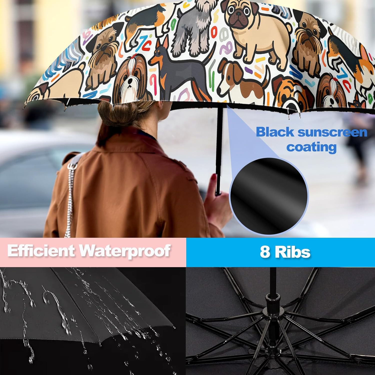 Small Folding Umbrella for Women, Compact Portable Automatic Open Close Travel Umbrella, UV Protection Windproof Sun & Rain Sunshade for Commuting and Outdoor