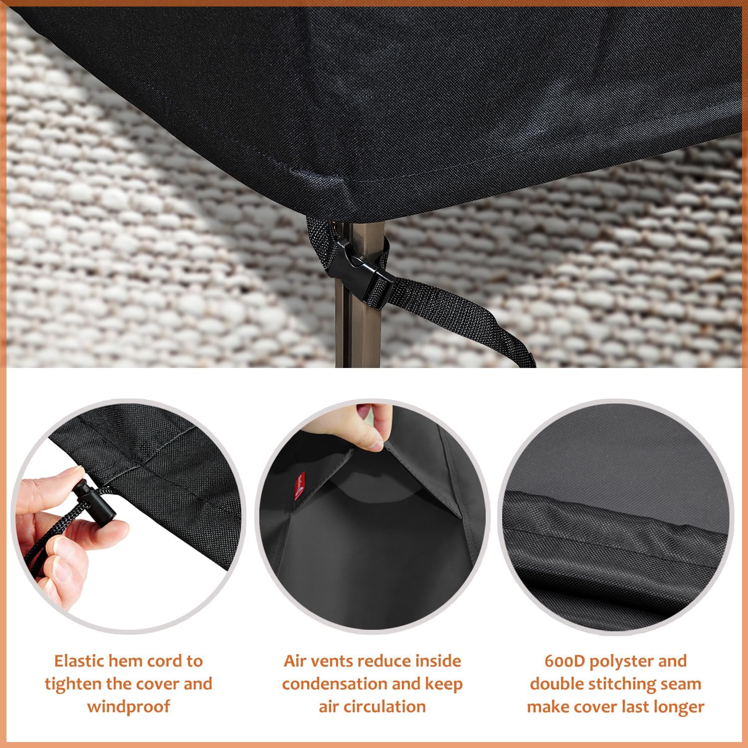 SheeChung Rectangular Fire Pit Cover 48" and Rectangular Patio Furniture Covers 98",Outdoor Waterproof Anti-UV 600D Heavy Duty Cover for Patio Furniture Gas Fire Pit