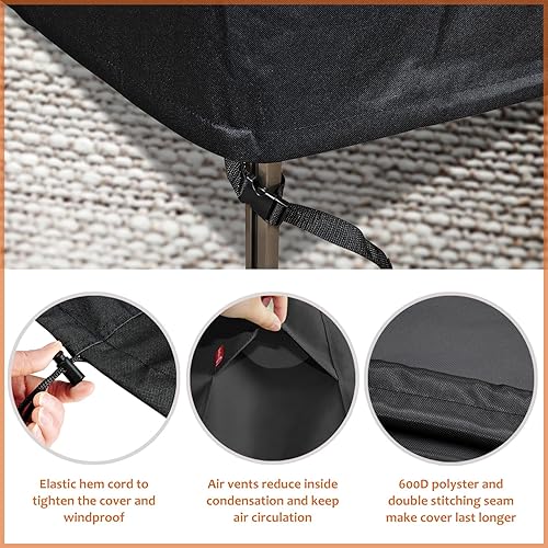 Miniatura 3 de Funda rectangular para hoguera de 44 a 48 pulgadas, resistente al agua, anti rayos UV 600D, resistente para muebles de patio, fogata de gas,