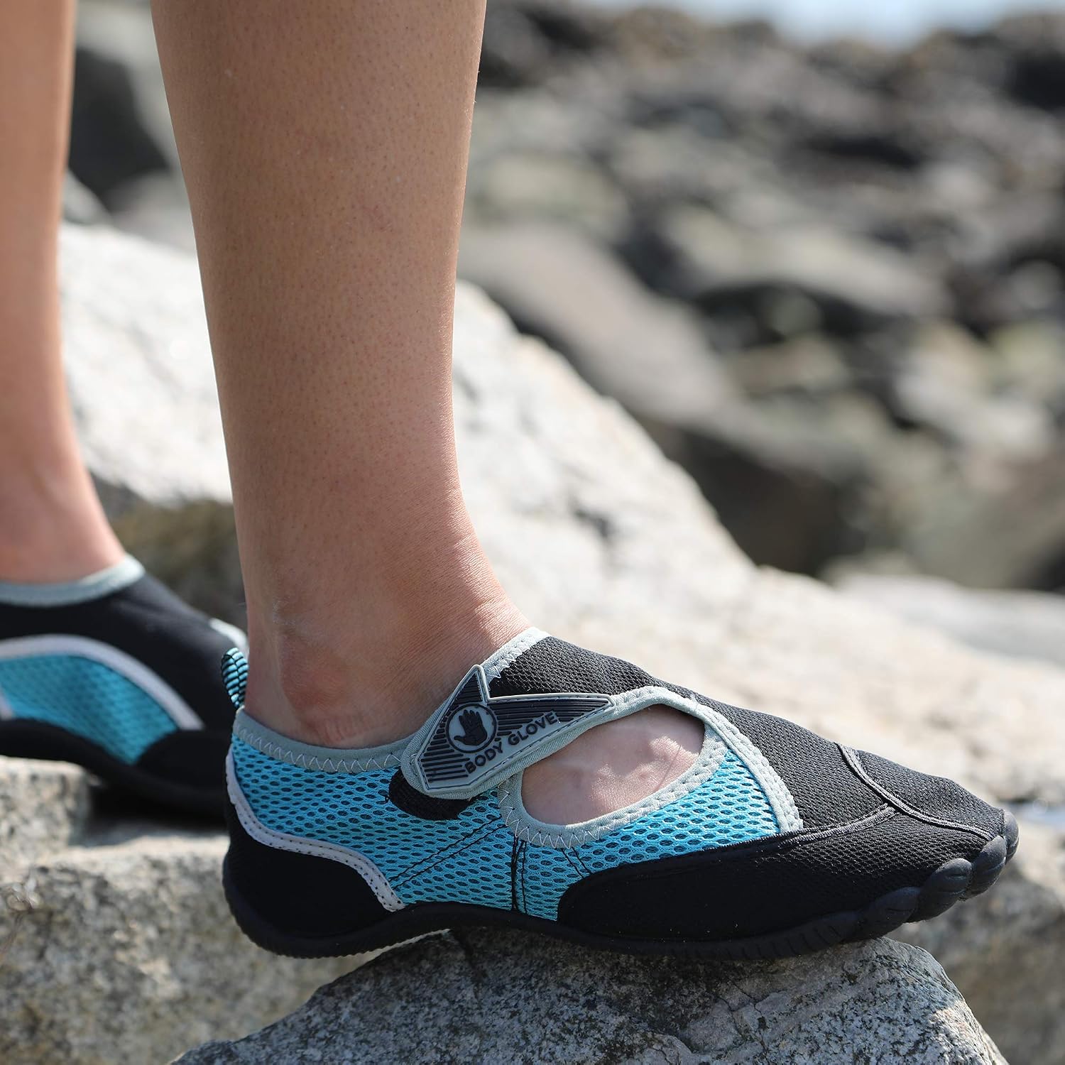 Body Glove Water Shoes for Women (Lake, Aerobics, Swimming, Aqua Sports, Beach, Womens Water Shoes) Black and Oasis Blue Horizon Aqua Shoes for Women