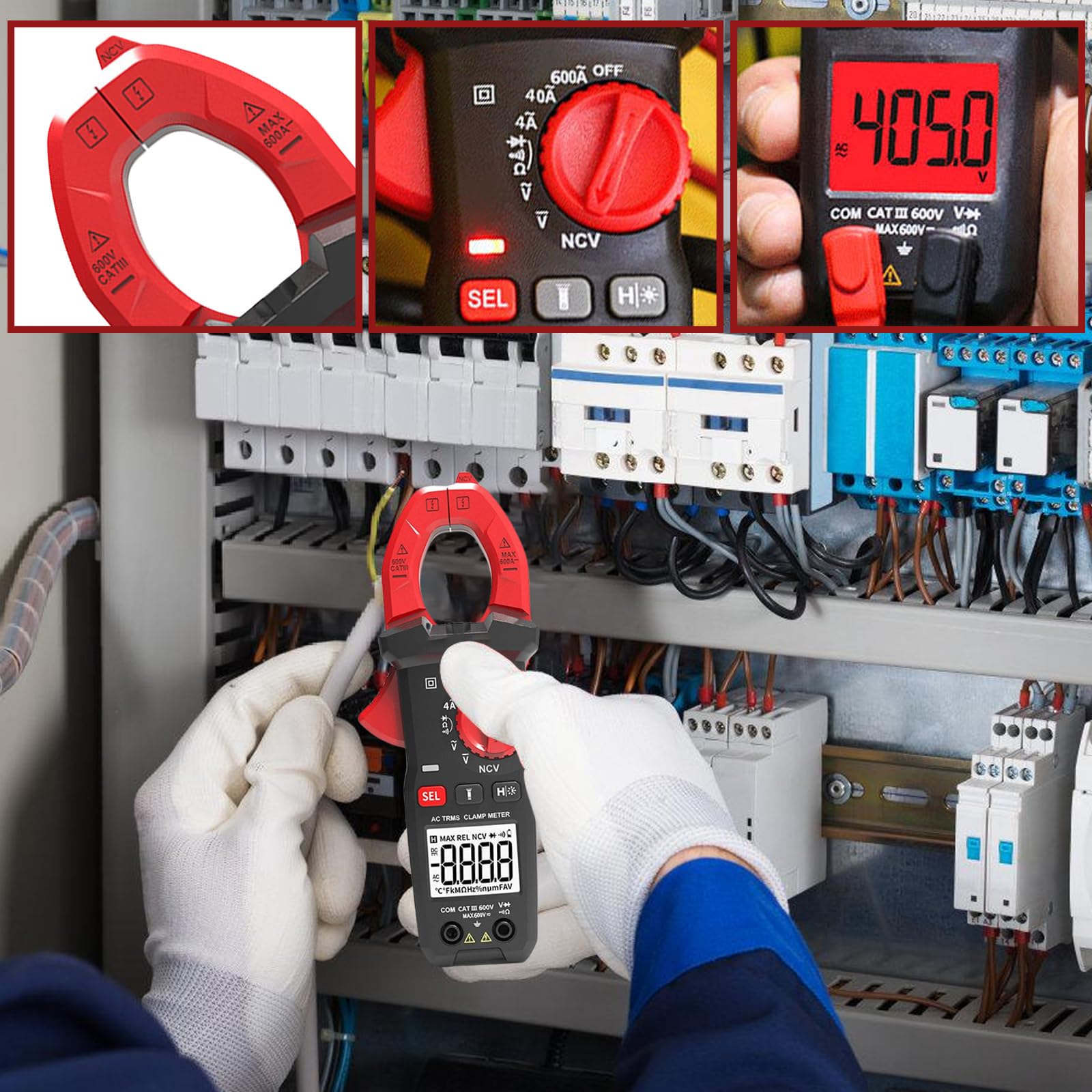 BYZESTY Strommesszange AC DC True-Rms 4000 Zähl, Zangenmultimeter Hintergrundbeleuchtung, Strommessgerät Digitales Für Die Messung AC/DC Spannung Strom Temperatur Widerstand Kontinuität Diode