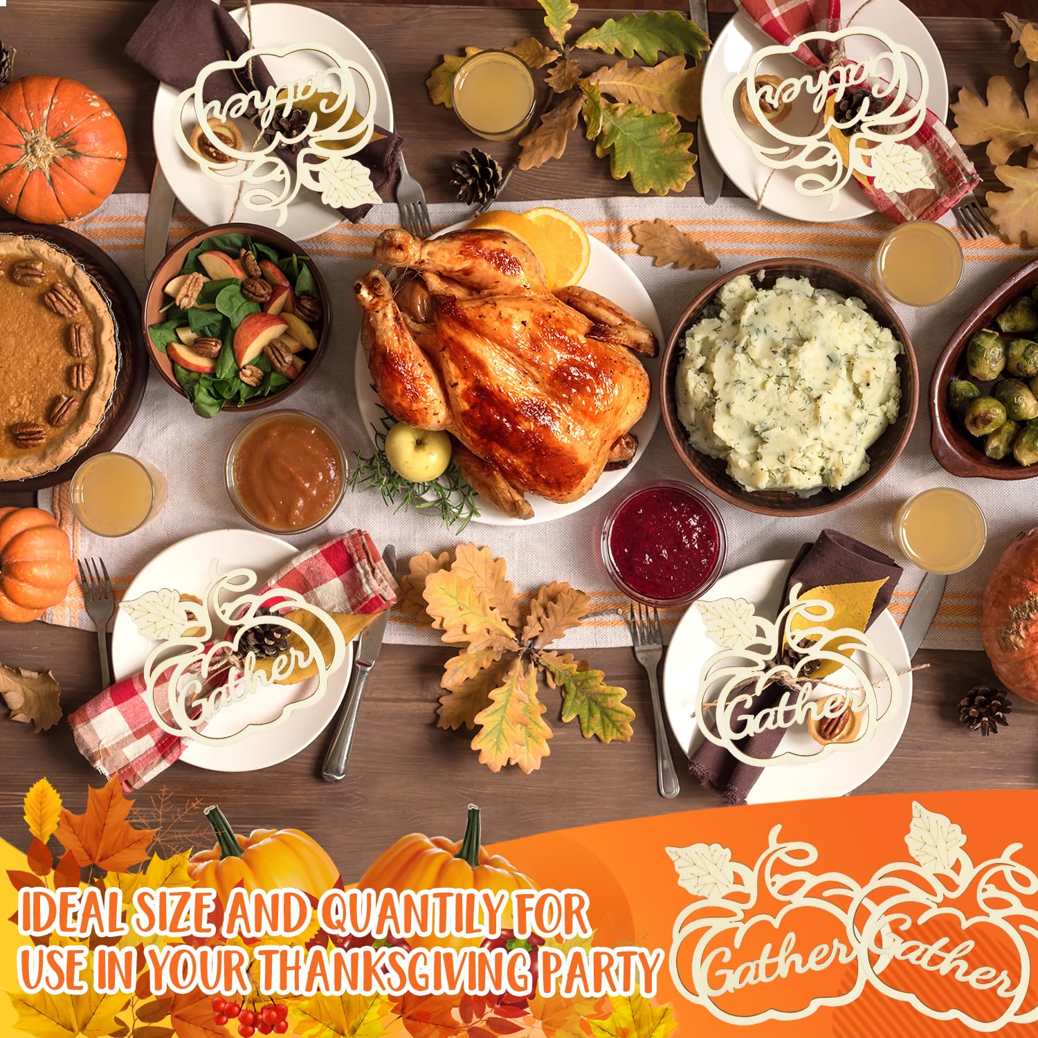 12 Pcs Thanksgiving Pumpkin Wooden Plate Decor Grateful Wood Cutouts