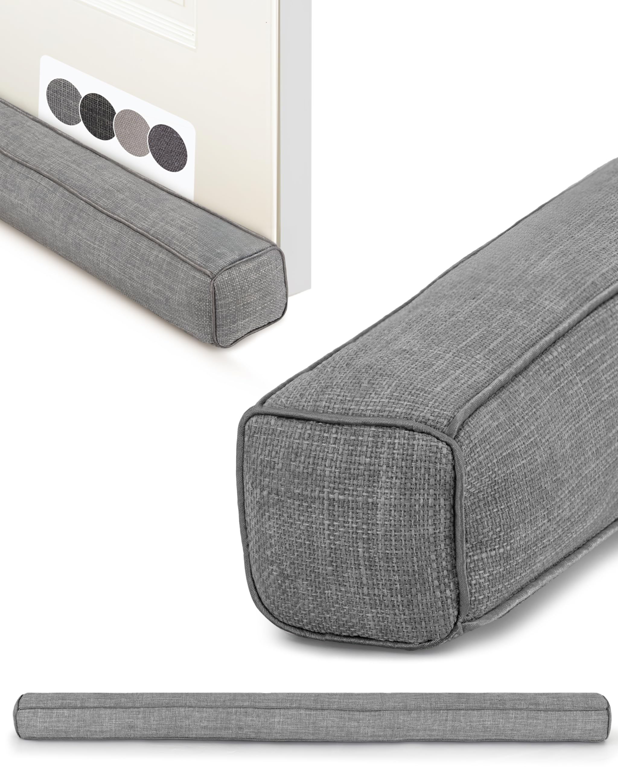 Beautissu Draft Excluder for Doors Cushion 100cm – Energy Efficient Door Draft Stopper Blocker – Weighted Draught Excluder Cushion for Bottom of Door & Windows – Grey – Levante