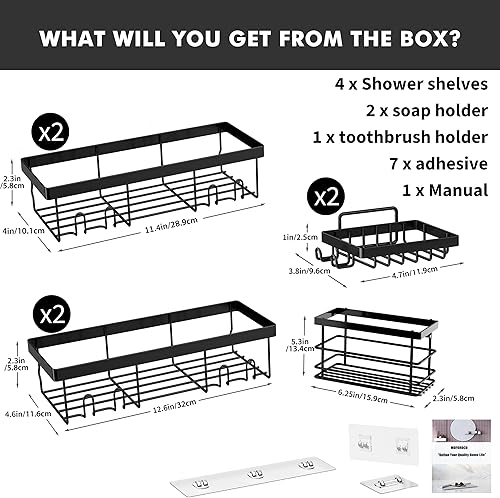 Miniatura 2 de Moforoco Paquete de 7 estantes organizadores de ducha adhesivos, organizador de almacenamiento de baño, decoración para el hogar y la cocina en el