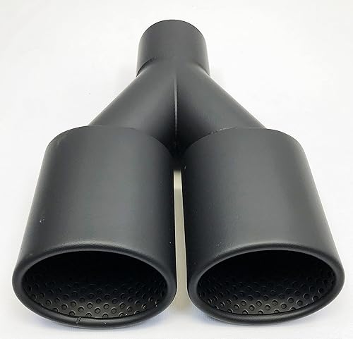 Miniatura 6 de Punta de escape 2.25 Entrada Dual 3.00 Oval X 2.50 High Outlets 9.75 Long Resonated Matte Black 304 Stainless WDOR30250975-225-MBK-SS Punta de