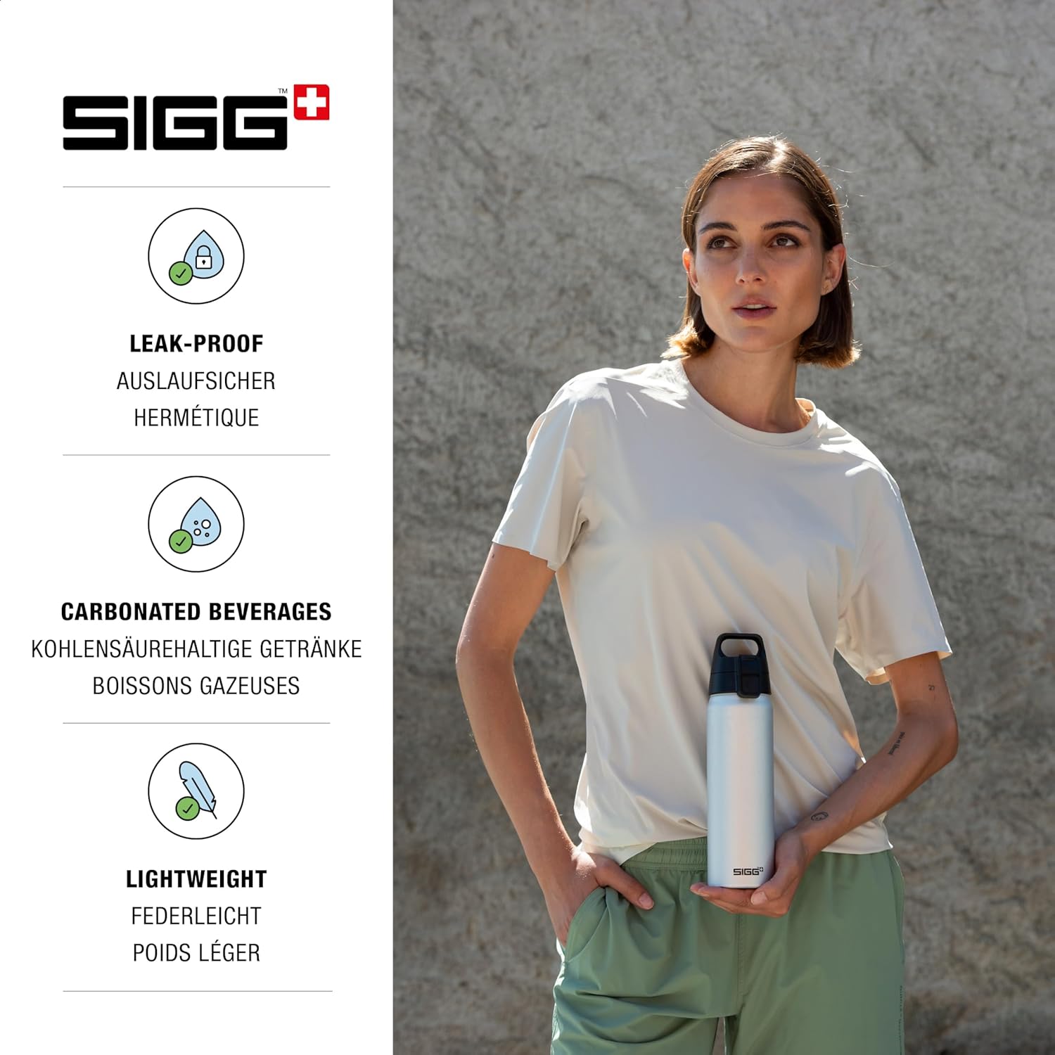 Sigg - Aluminum Water Bottle - WMB Pathfinder Alu - ClimatePartner Certified - Suitable For Carbonated Beverages - Leakproof & Lightweight - BPA Free - Grey - 0.75 L - Image 3