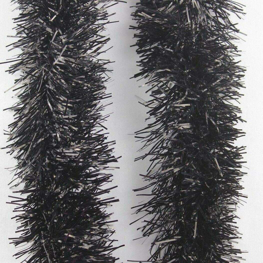EliteKoopers 2M Black Chunky Shiny Glitter Christmas Tree Garland for Birthday Party Wedding Decoration (50 Pcs)