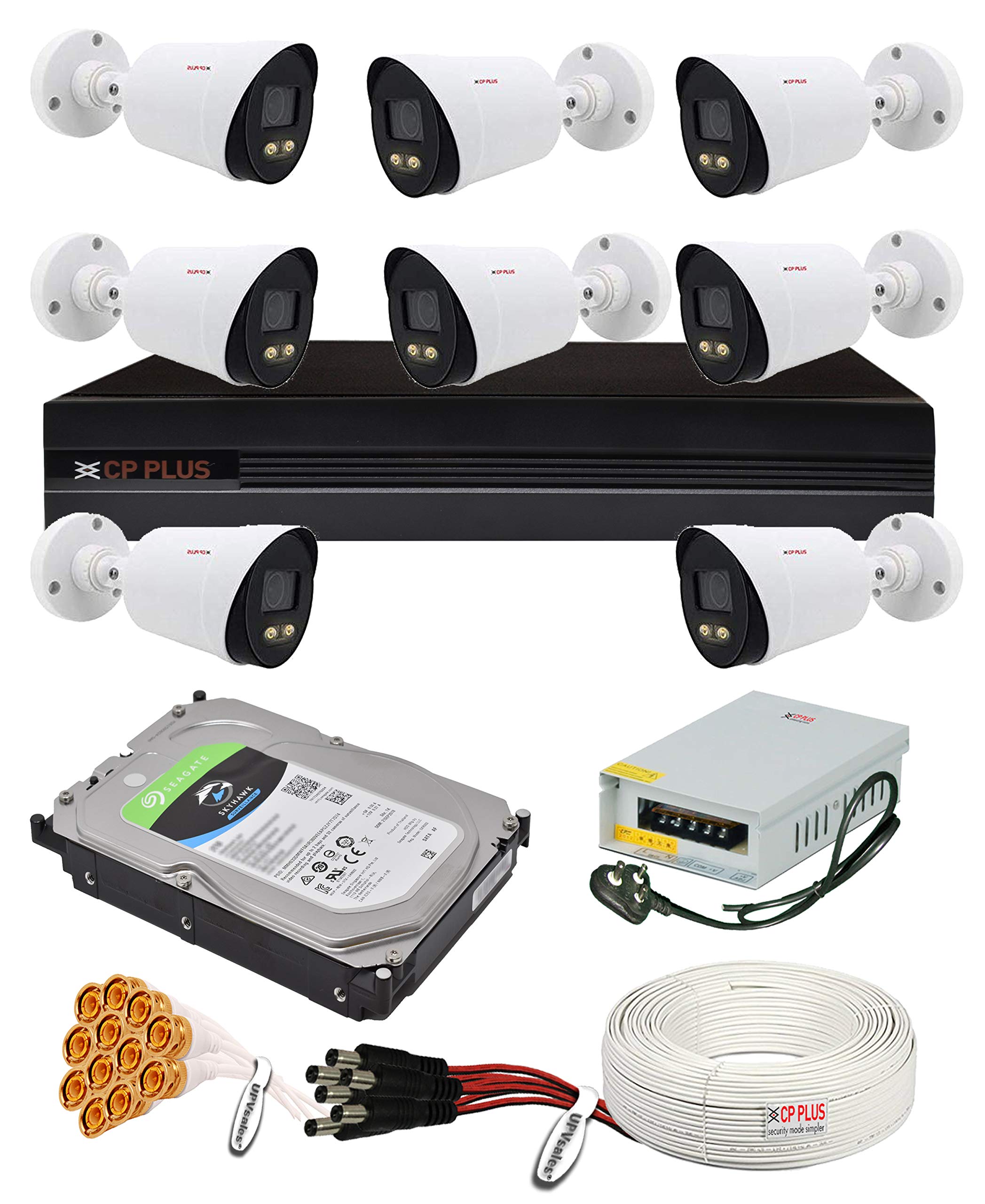 CP PLUS H.265, 2.4 MP Guard+ Colorful View in Dark 8 Camera Combo Kit with 8Ch DVR, 8 Bullet Cameras, 4TB HDD, Power Supply, 90Mtr Cable, Audio Mic and Connectors Wired CCTV Security Camera Set (B07ZCTNFBL) Amazon Price History, Amazon Price Tracker
