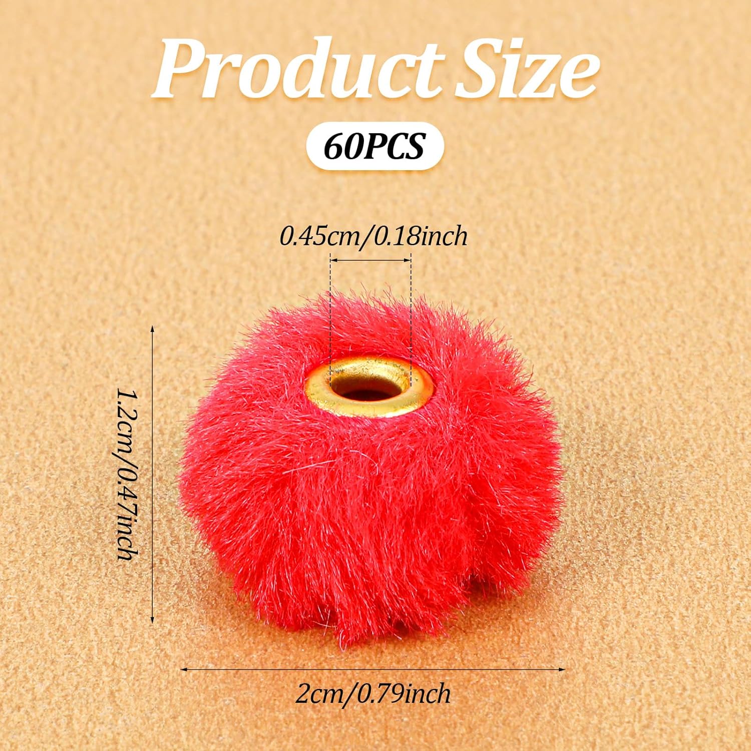 60 Pcs Fluffy Faux Fur Pom Pom Beads, Mixed Color Soft Fuzzy Puff Spacers Beads for Bracelets Jewelry Making Keychains Pens Earrings Garland Headband DIY Handicrafts Crafts - Image 5