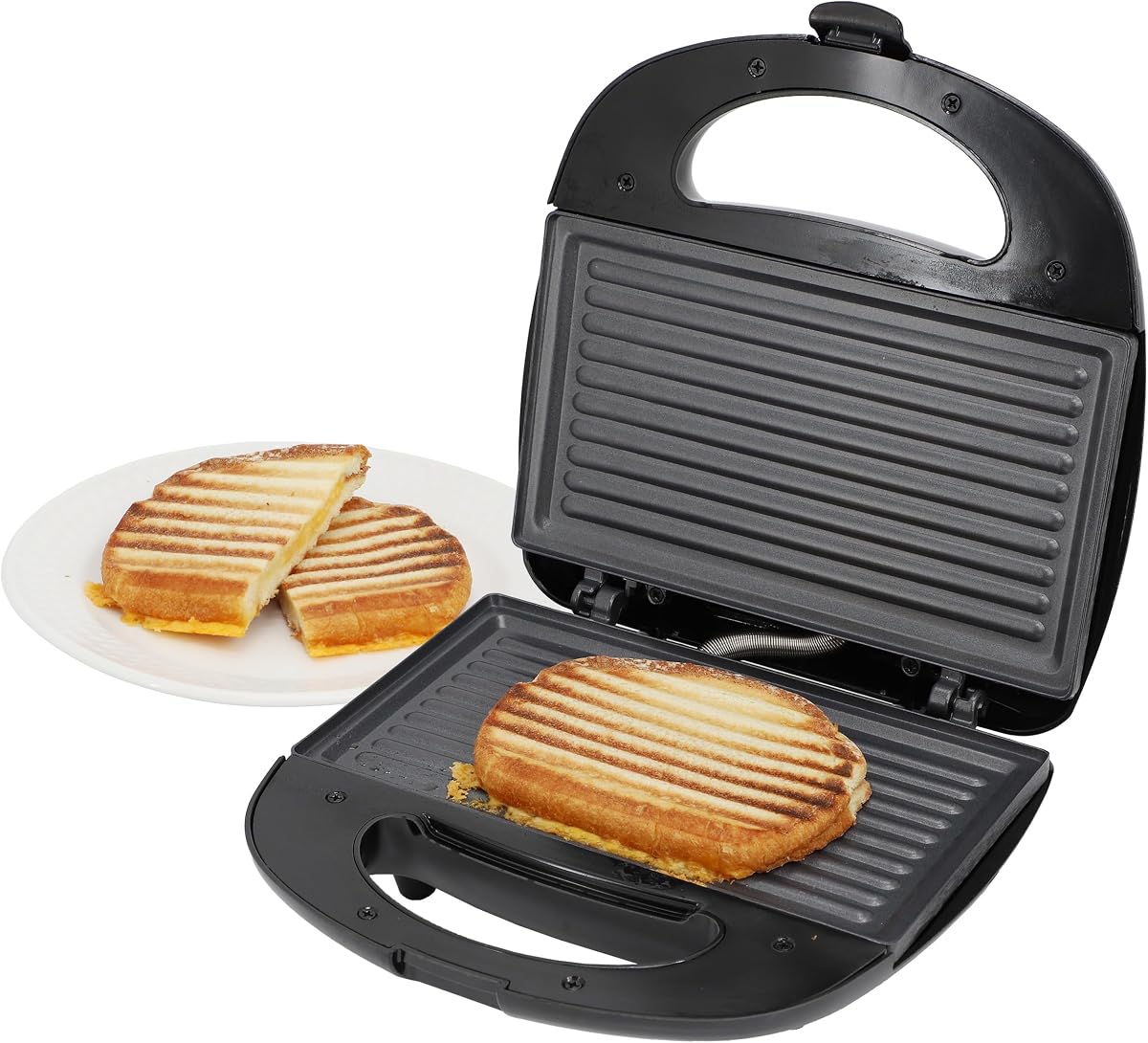 Electric Compact Aluminum Nonstick Panin Press Grill Sandwich Maker, Countertop Appliance, Sandwich Grill, Upright Storage, Overheat Safety Protect (Grill Plate)