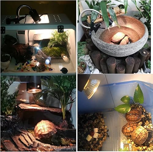 Miniatura 9 de Lámpara de calor para reptiles, lámpara de calefacción de tortuga UVA UVB con dos bombillas de calor, luz de tortuga con manguera giratoria de 360 y