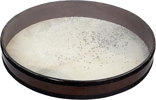 Tambor de percusión de sonido natural con cuentas onduladas y marco de madera dura, piel de cabra y plexigente, 16 pulgadas, 20 pulgadas, 24
