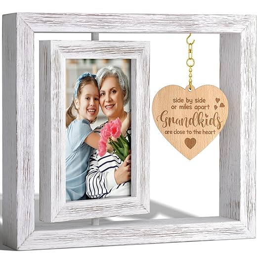 Grandma Christmas Gifts Grandma Gifts from Granddaughter Grandson Grandkids - Grandma Picture Frame for 4x6 Photo Solid Wood Rotating, Best Grandma Gifts Gigi Nana Mimi Gifts for Grandma Tabletop