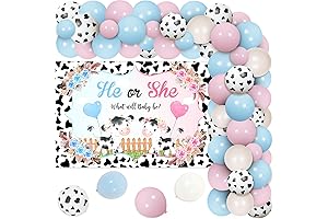 Cow Gender Reveal Decorations - Blue and Pink Cow Balloons Garland Kit
