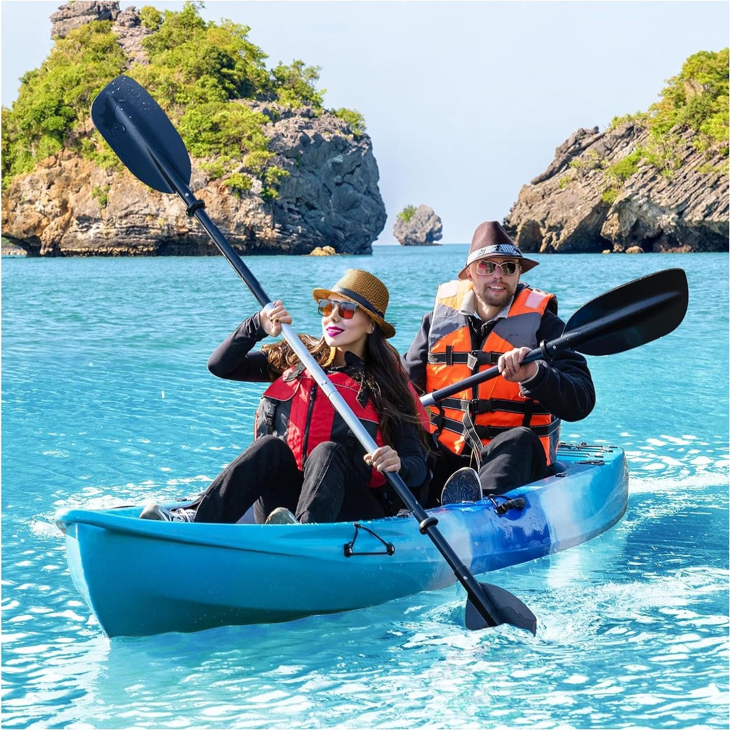 12.4FT Sit-On-Top Fishing Kayak for 2-3 Adults, 600 lbs Capacity, Includes 2 Paddles, Waterproof Hatches, and Comfortable Seats for Pool, River, Lake, and Calm Ocean Use 12.4FT Sit-On-Top Fishing Kayak for 2-3 Adults, 600 lbs Capacity, Includes 2 Paddles, Waterproof Hatches, and Comfortable Seats for Pool, River, Lake, and Calm Ocean Use