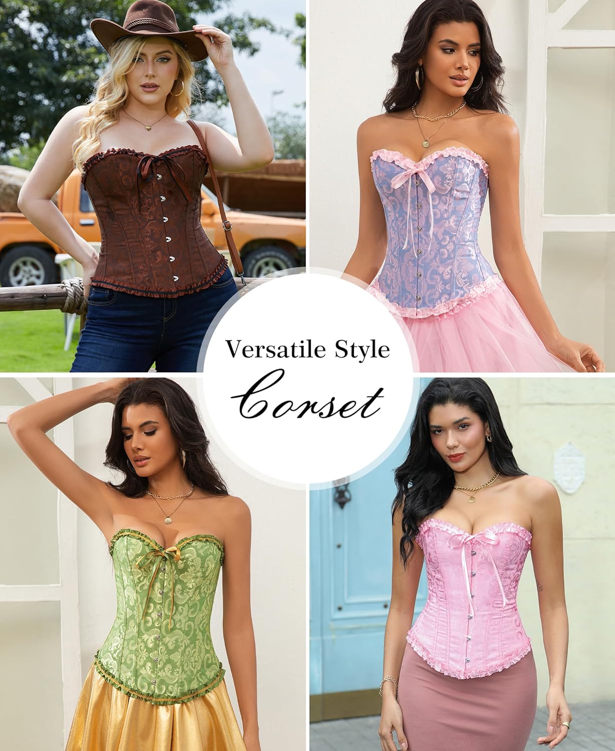 Bustier Corset Top for Women | Overbust Lace Up Waist Cincher Shapewear Lingerie - Image 6