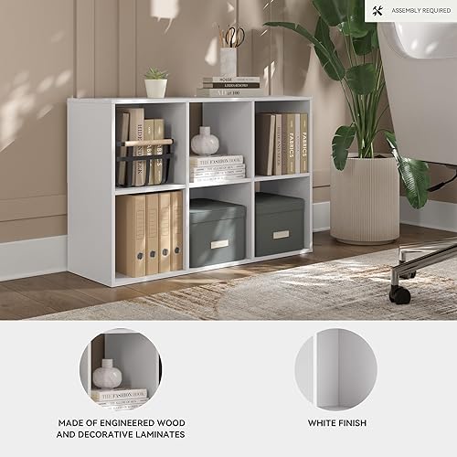 Miniatura 149 de Signature Design by Ashley Paxberry Coastal - Organizador de almacenamiento o librero moderno de 6 cubos, color blanqueado, diseño costero