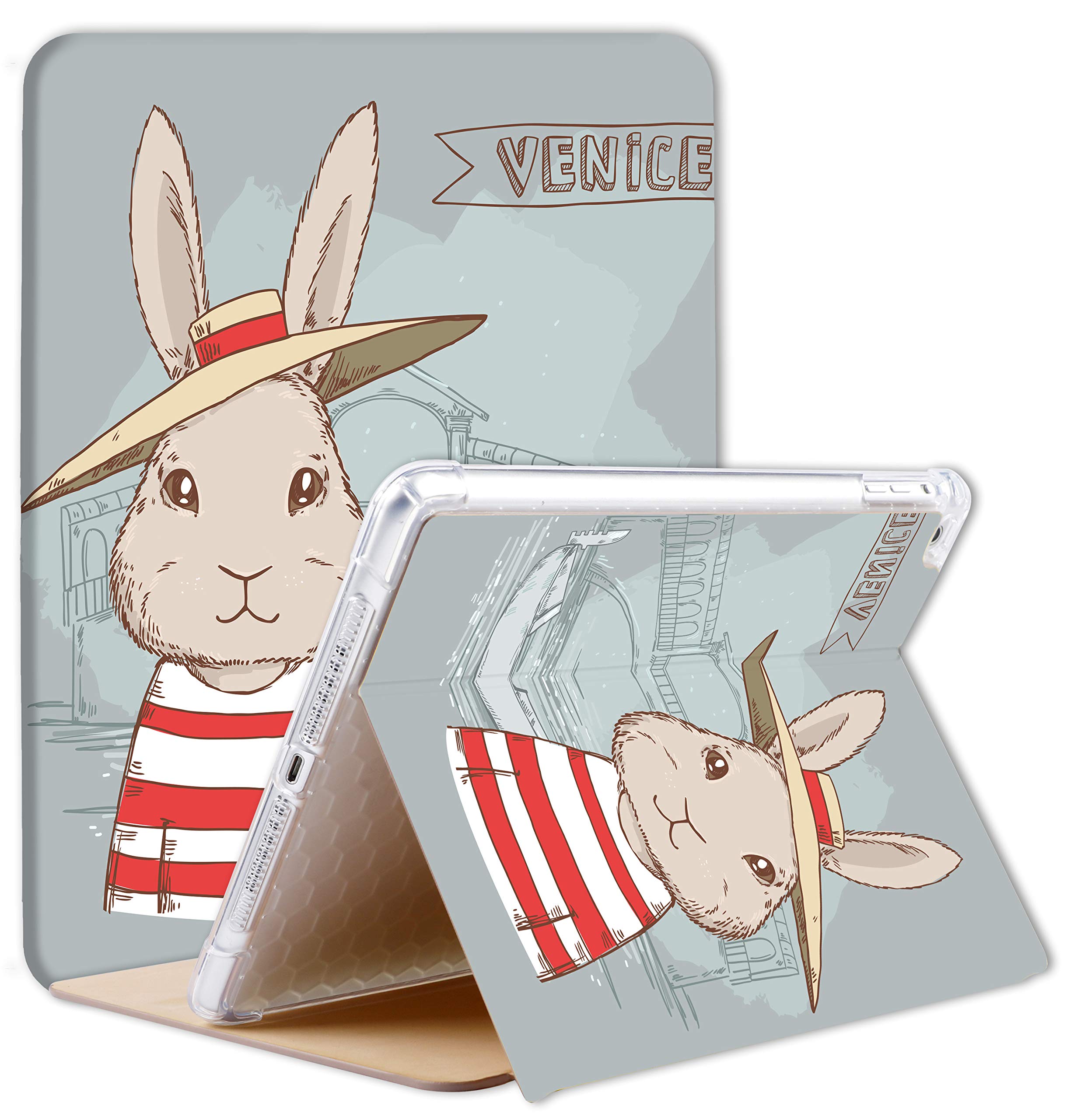 Caseelo Case Cover for Apple iPad 10.2" 2021/2020 / 2019 [ iPad 9th / 8th / 7th Gen ] Soft Silicone back with Extra Corner Protection [Auto Sleep/Wake] [Multi-Angle Viewing Stand] - Bunny Hat
