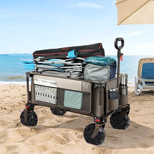 Miniatura 2 de Timber Ridge - Carrito plegable para exteriores, carrito de utilidad, carrito plegable resistente con ruedas todo terreno para compras, camping,