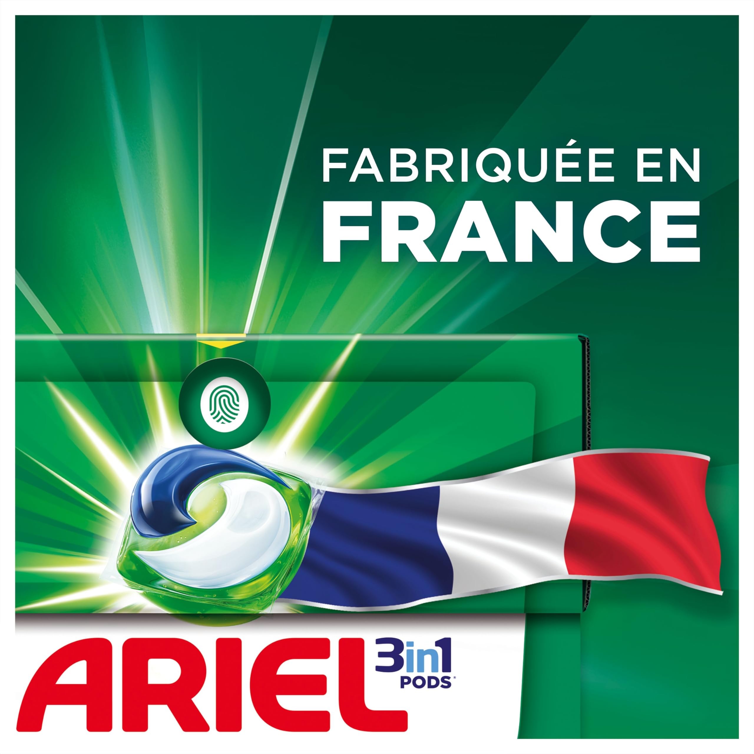 Ariel 3en1 PODS Lessive Liquide En Capsules 50 Lavages, Original, Élimine Les Taches Incrustées, Même Après 7 Jours, Impeccable Même En Cycle Court Et À Froid, Fabriqué En France