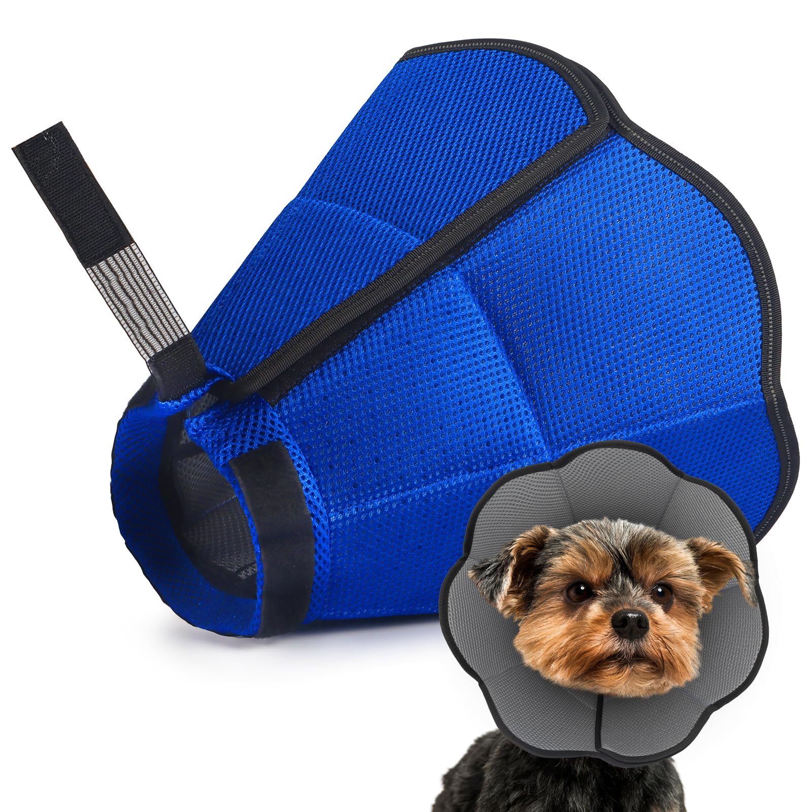 Photo 1 of Hard & Heavy Plastic Dog Cone Collar Alternative for Small Dogs (Yorkshire Pomeranian), Adjustable Elizabethan Neck Protective Cone for Healing, Comfortable Pet Recovery Collar Cone of Shame Anti-lick