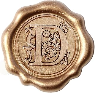 Antique Gold Initial Alphabet Adhesive Wax Seal Stickers - Pack of 50 - Letter Wax Seals for Thanksgiving Card/Gift Wrap/Wedding Engagement Party Invitation - Letter D