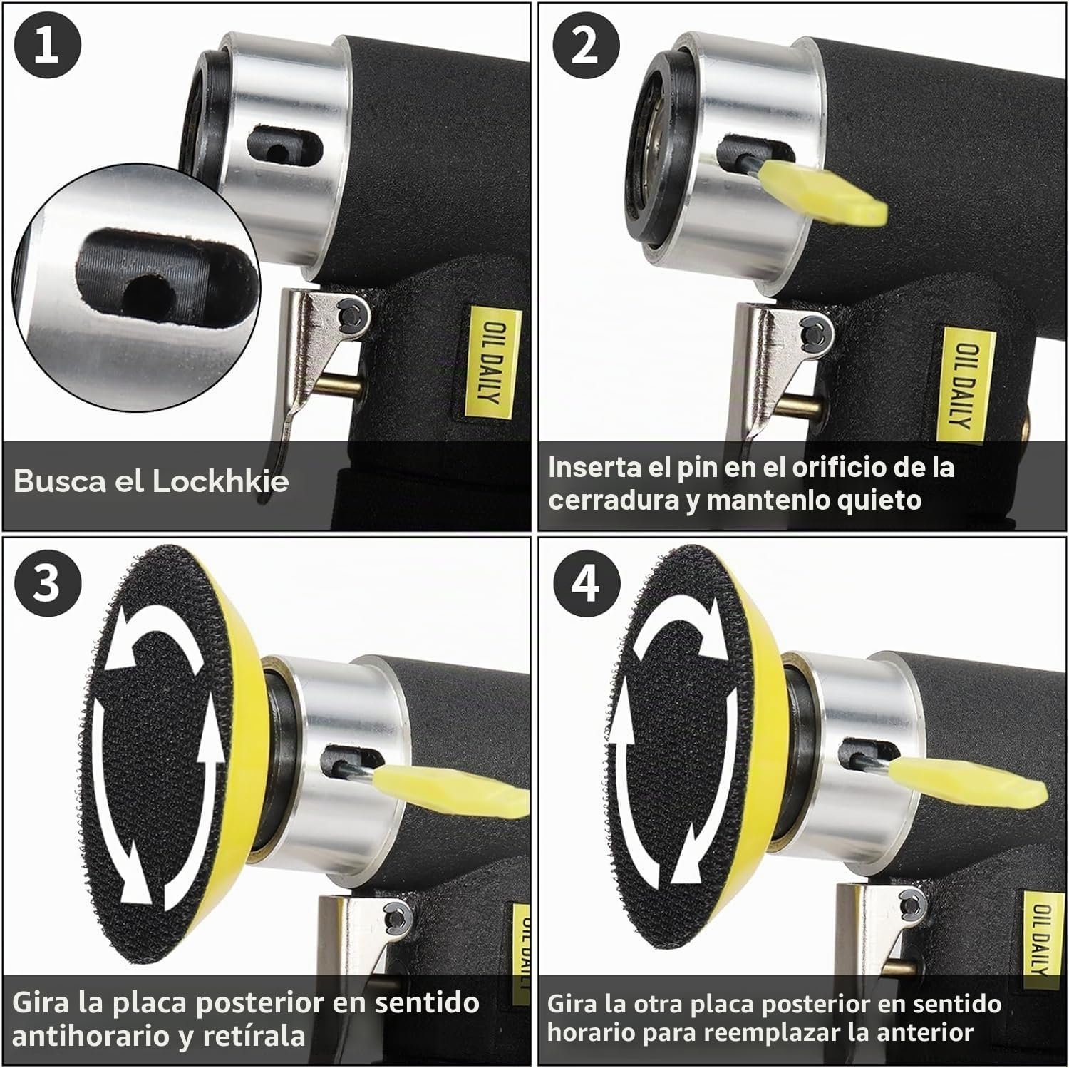 SI FANG Mini pulidora de aire comprimido, lijadora excéntrica de 25/50/75 mm, con 3 platos de lijado, 60 piezas de papel de lija, lijadora de aire comprimido para pulido de coches