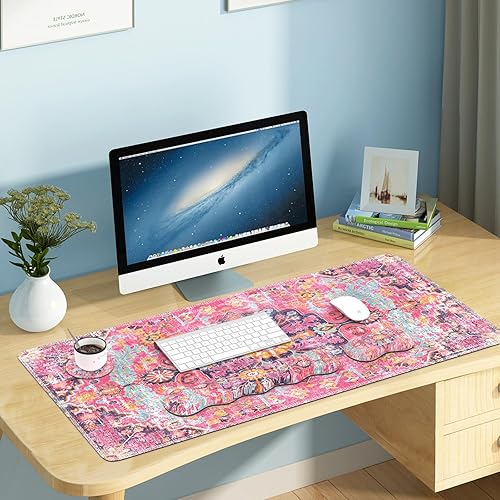 Miniatura 8 de iLeadon Juego de alfombrillas de escritorio, alfombrilla de mouse con reposamuñecas + reposamuñecas para teclado + alfombrilla grande para mouse +