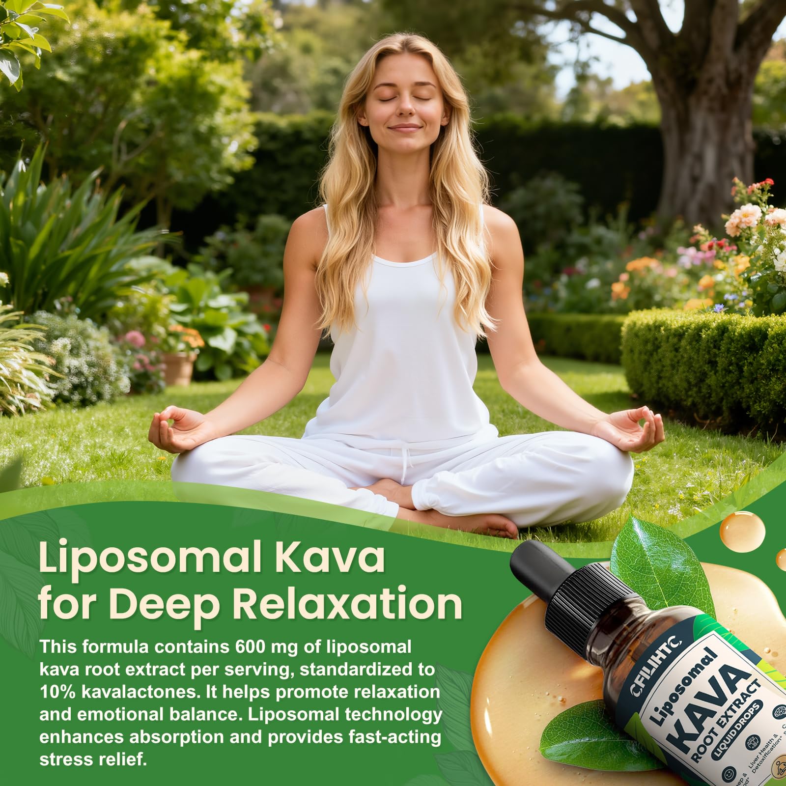 Liposomal Kava Liquid Drops Kava Kava Supplement - Valerian Root for Sleep Stress Relief Kava Root Extract - Calmness & Relaxation with Magnesium, Passionflower, Chamomile, Milk Thistle, L-Theanine — Amazon image 5