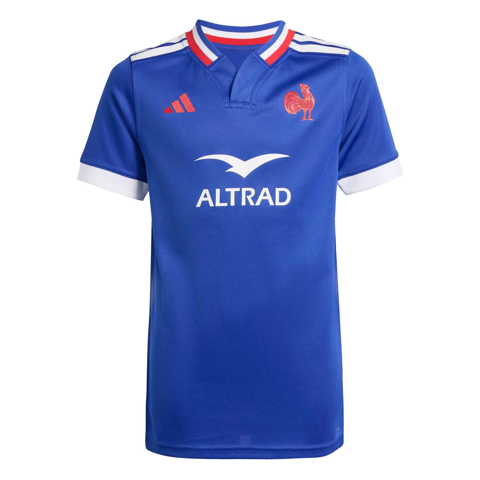 adidas Unisex Kids France Rugby Home Youth Replica Jersey Shirt, semi Lucid Blue, 9-10 Years