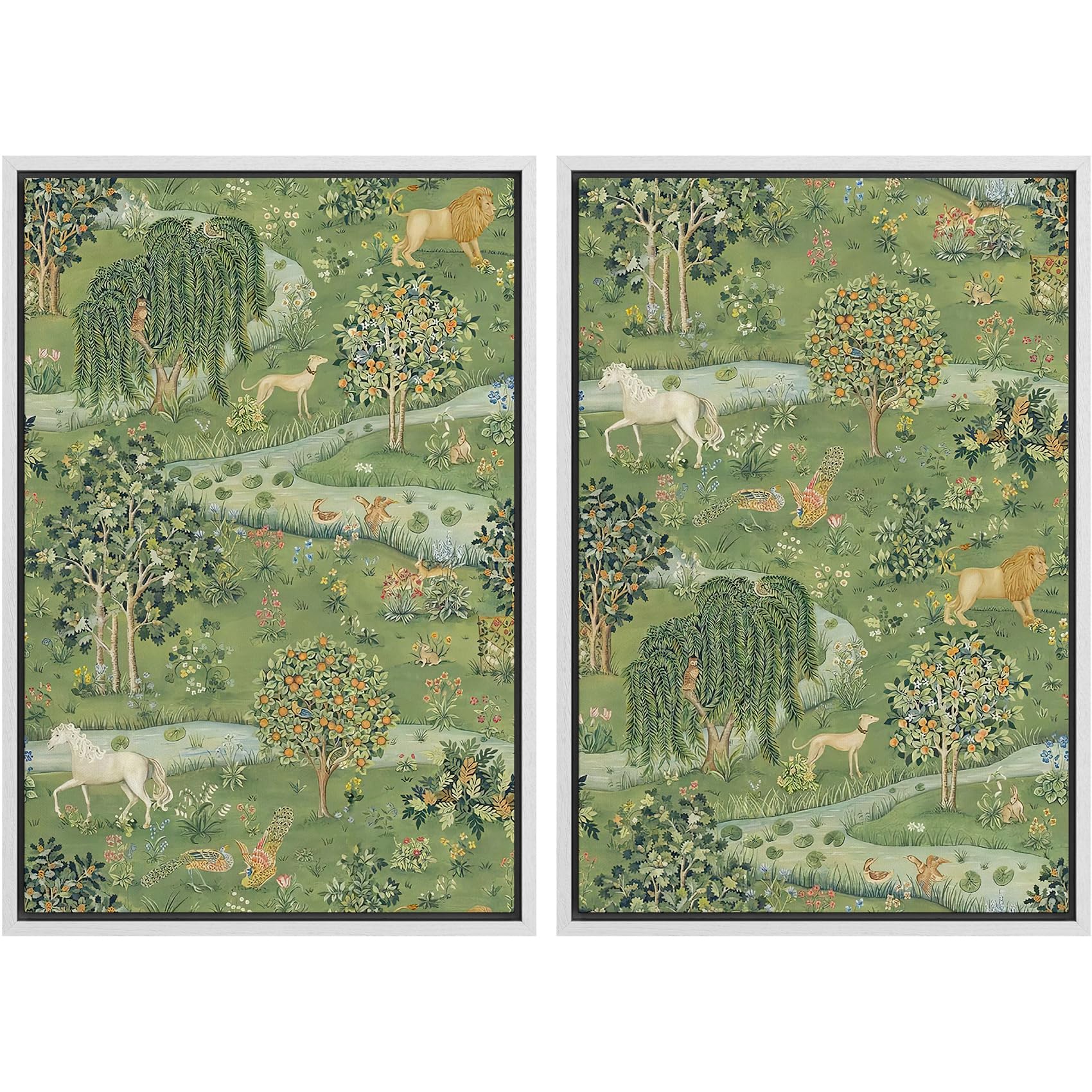 MUDECOR Framed Canvas Print Wall Art Set Watercolor Pastel Green Tan Landscape Abstract Shapes Illustrations Modern Art Decorative Contemporary for Living Room, Bedroom, Office - 16"x24"x2 Natural — view 77