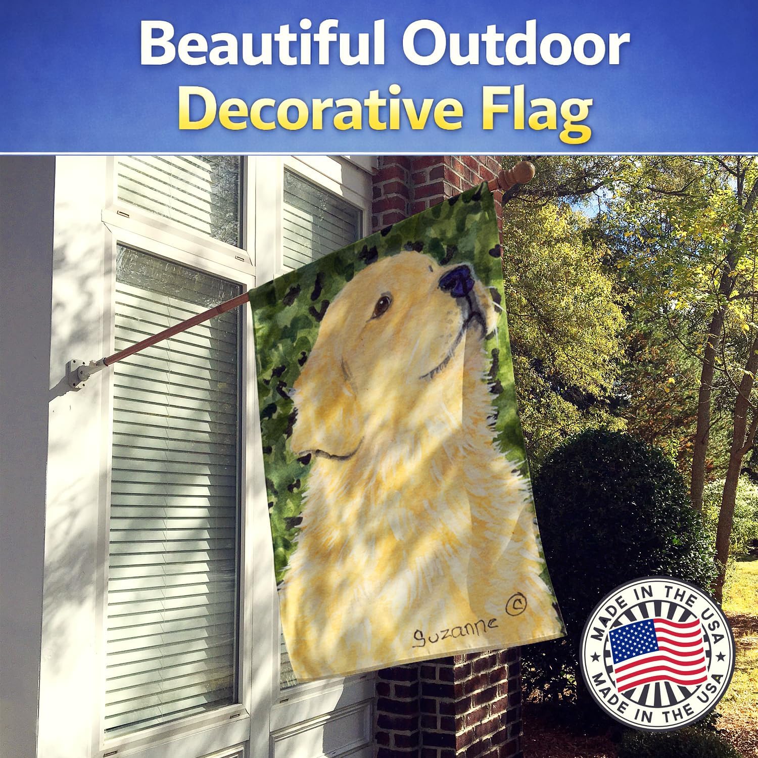 Caroline's Treasures SS8810CHF Golden Retriever Flag Canvas, Large, Multicolor