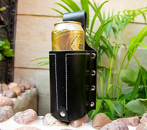 Miniatura 7 de Hulara Soporte de cerveza de cuero pulido de grano completo para botella de cerveza para hombres vaquero para viajesexteriores con hebilla de