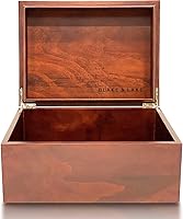 Blake & Lake Large Dark Oak Wooden Storage Box with Hinged Lid - Premium Handmade Keepsake Organizer 11x8x5.25"