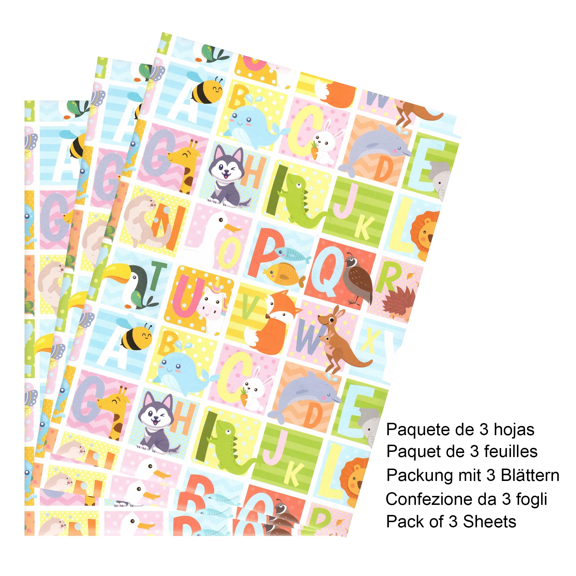 Coffret De 3 Feuilles De Papier Cadeau - Format 90 X 65 Cm - Fabriqué En Italie, Papier FSC - Emballage Sans Plastique