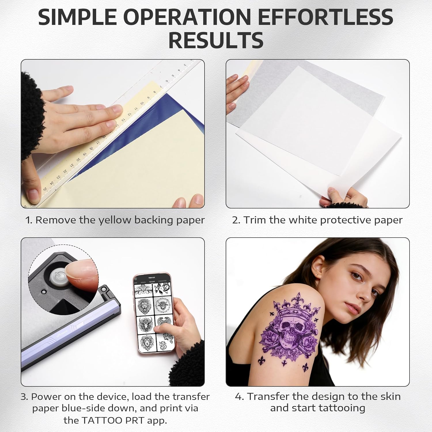 OFFNOVA Wireless Tattoo Stencil Printer – Portable Thermal Printer for Tattoo Transfer, 3D Preview, Photorealistic Linework, Compatible with iOS/Android/PC, Includes 10 Transfer Papers