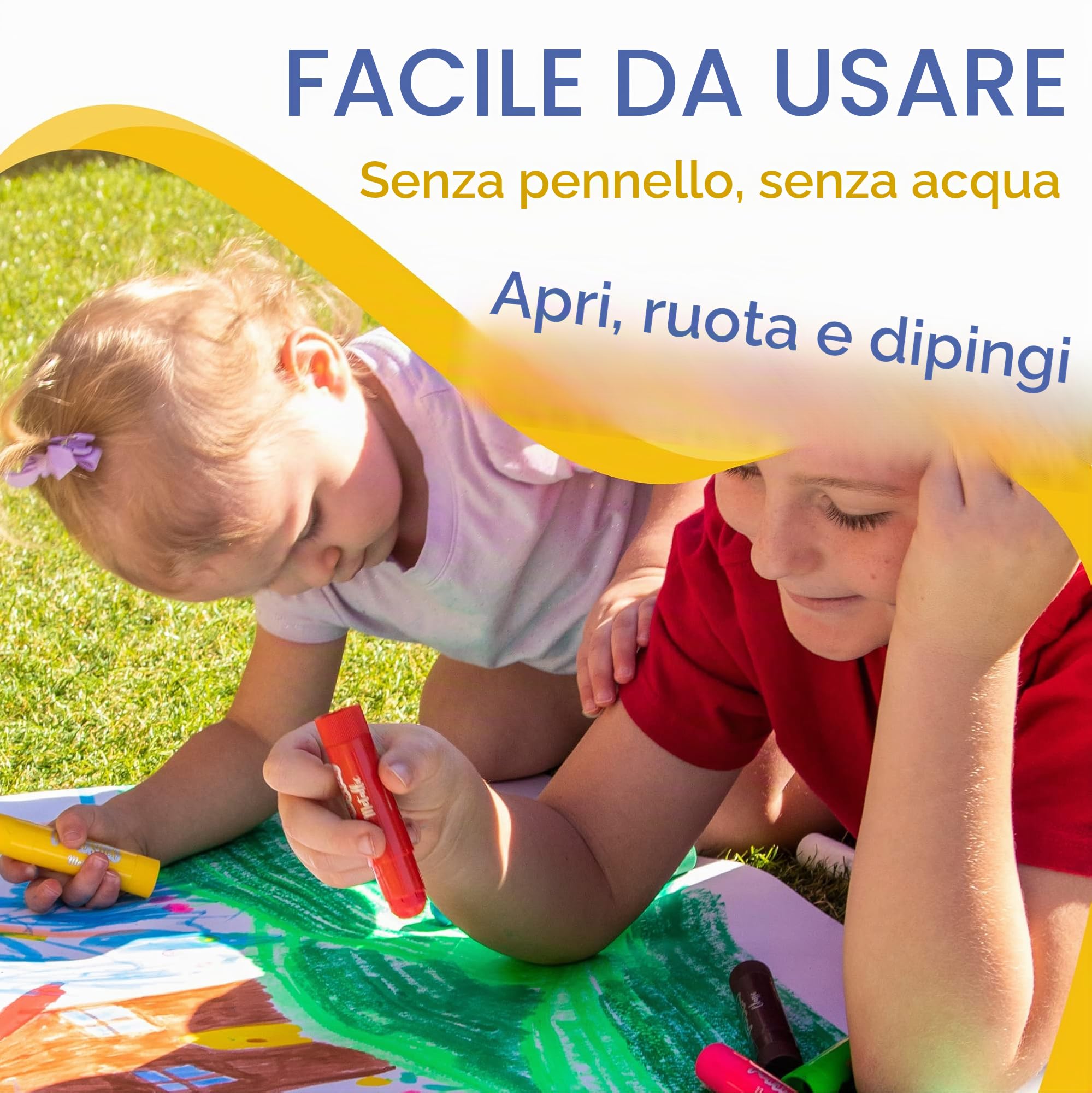 Zenacolor 30 bastoncini di vernice per bambini, forniture artistiche per bambini, in tinta unita