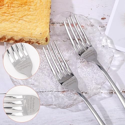 Miniatura 4 de GLOBLELAND 2 tenedores grabados May The Fork Be with You con caja de regalo de acero inoxidable divertidos tenedores de mesa para amigos,