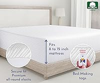 Vista 105 de California Design Den - Sábana ajustada de algodón, suave, 400 hilos, 100 % algodón, elástico que no se zafa, bolsillos profundos, refrescante