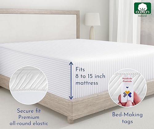 Vista 83 de California Design Den - Sábana ajustada individual XL, suave y duradera, 100 % algodón satinado de 400 hilos, fresca, con bolsillos profundos y 13