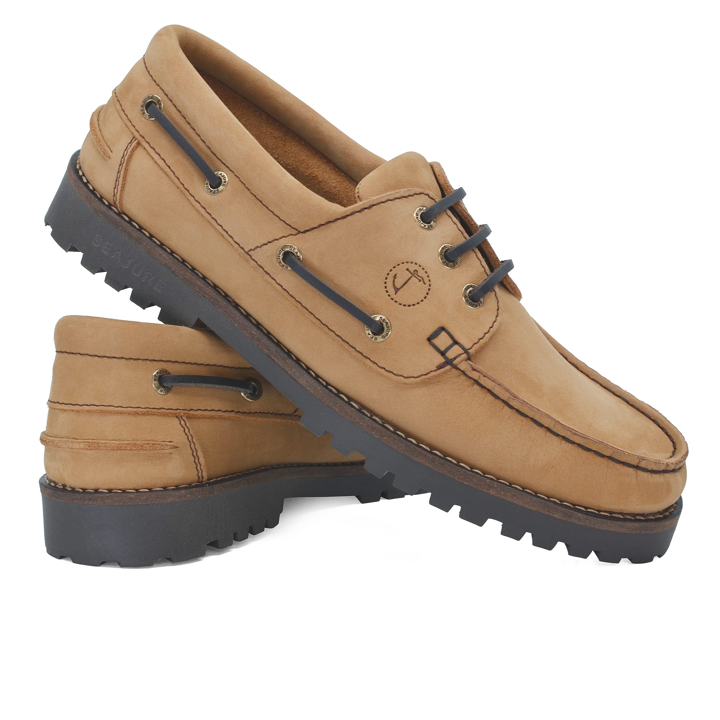 Seajure Damen Bootsschuhe Lamu Kamel und Braun Nubukleder