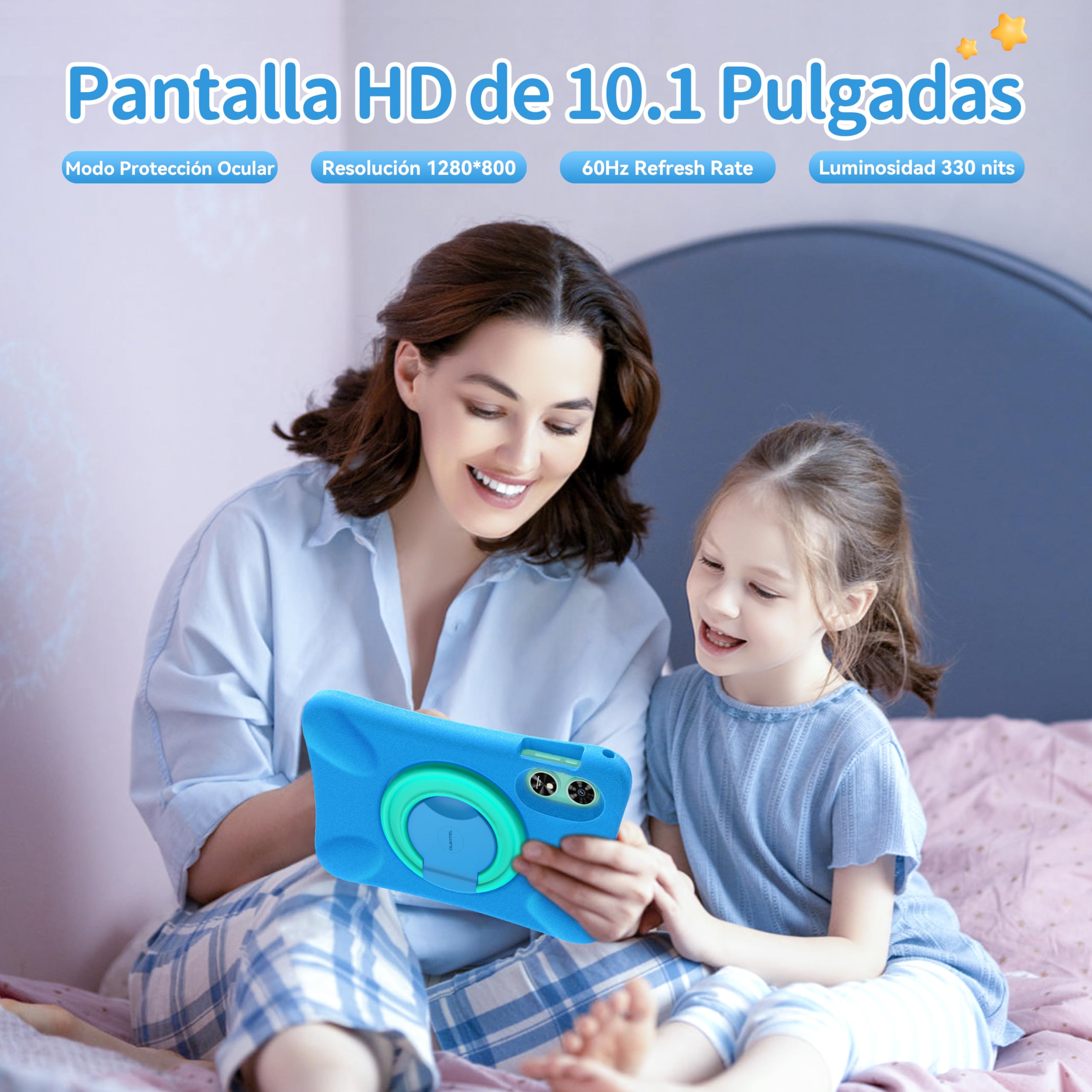 OT6 Tablet Para Niños - Tablet 10 Pulgadas, 16GB+64GB(1TB TF) Tablets Niños Android 13 con Lapiz, 8000mAh, WiFi 6, Google GMS, Control Parental, Widevine L1,Tablet Infantil con Funda EVA -Gris
